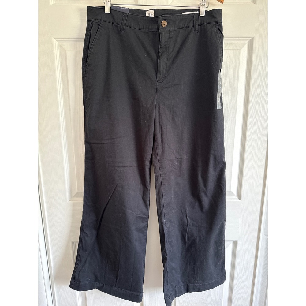 GAP Women's Size 16 Black High-Rise Girlfriend Khaki Wide Leg Pants New with Tag